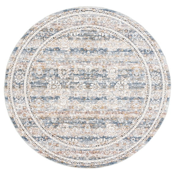 SAFAVIEH Moondust Elyse Oriental Polyester Area Rug, Blue/Grey, 6' x 6' Round