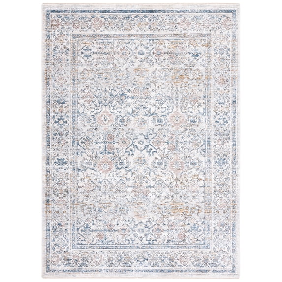 SAFAVIEH Moondust Gino Oriental Polyester Area Rug, Ivory/Blue, 4' x 6'