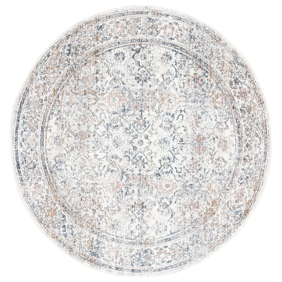 SAFAVIEH Moondust Gino Oriental Polyester Area Rug, Ivory/Blue, 6' x 6' Round