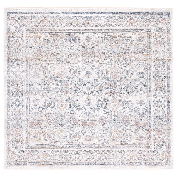 SAFAVIEH Moondust Gino Oriental Polyester Area Rug, Ivory/Blue, 6' x 6' Square