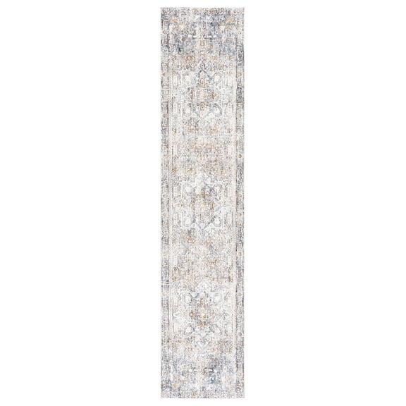 SAFAVIEH Moondust Ian Oriental Polyester Runner Rug, Ivory/Blue, 2' x 9'