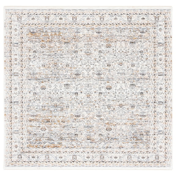 SAFAVIEH Moondust Miranda Floral Polyester Area Rug, Ivory/Grey, 6' x 6' Square