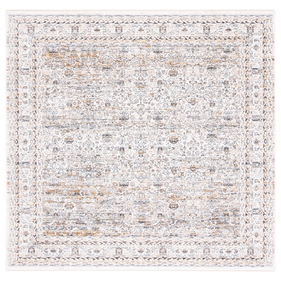 SAFAVIEH Moondust Miranda Floral Polyester Area Rug, Ivory/Grey, 6' x 6' Square