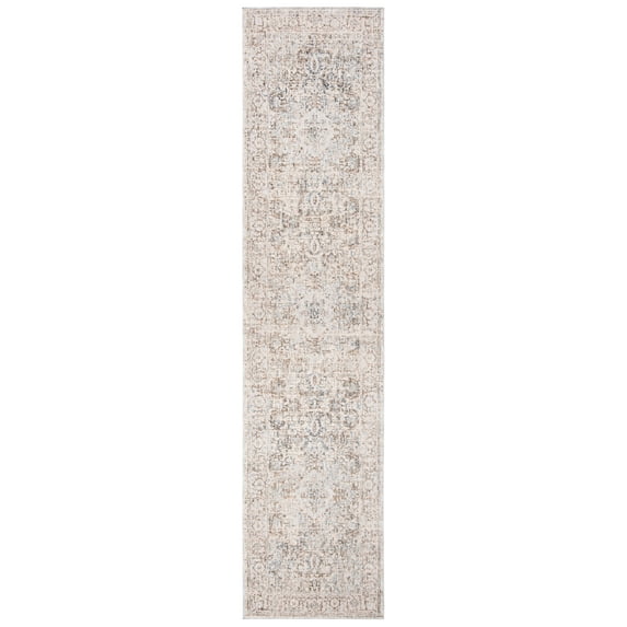 SAFAVIEH Moondust Portmont Distressed Polyester Runner Rug, Beige/Ivory, 2' x 8'