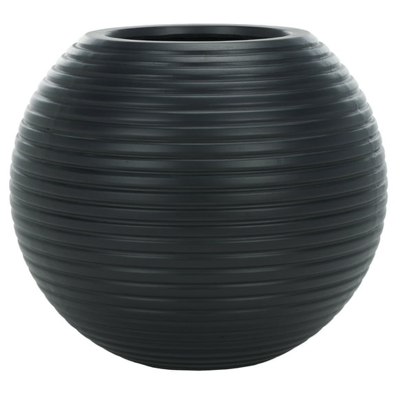 SAFAVIEH Mora 20" x 20" x 18" Round Black Ficonstone Solid Plant Pot