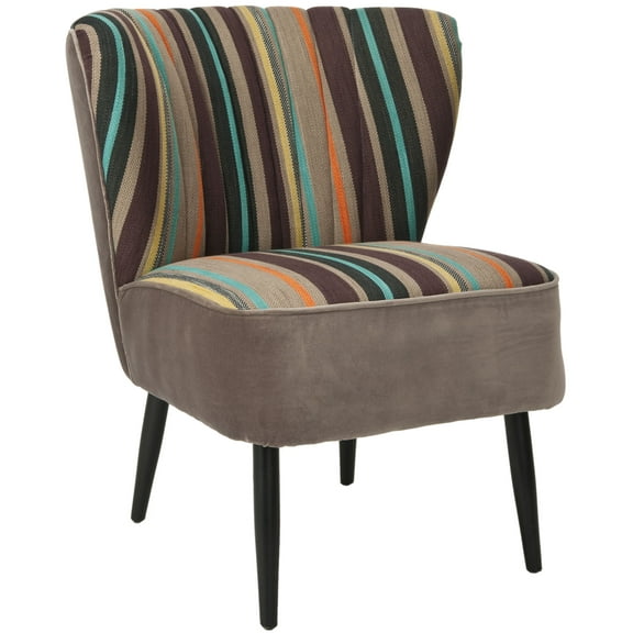 SAFAVIEH Morgan Transitional Glam Upholstered Accent Chair, Multi Striped