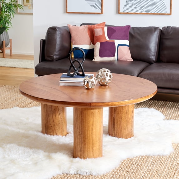 SAFAVIEH Mork Modern Style Natural Round Wood Coffee Table (40 in. W x 40 in. D x 18 in. H)