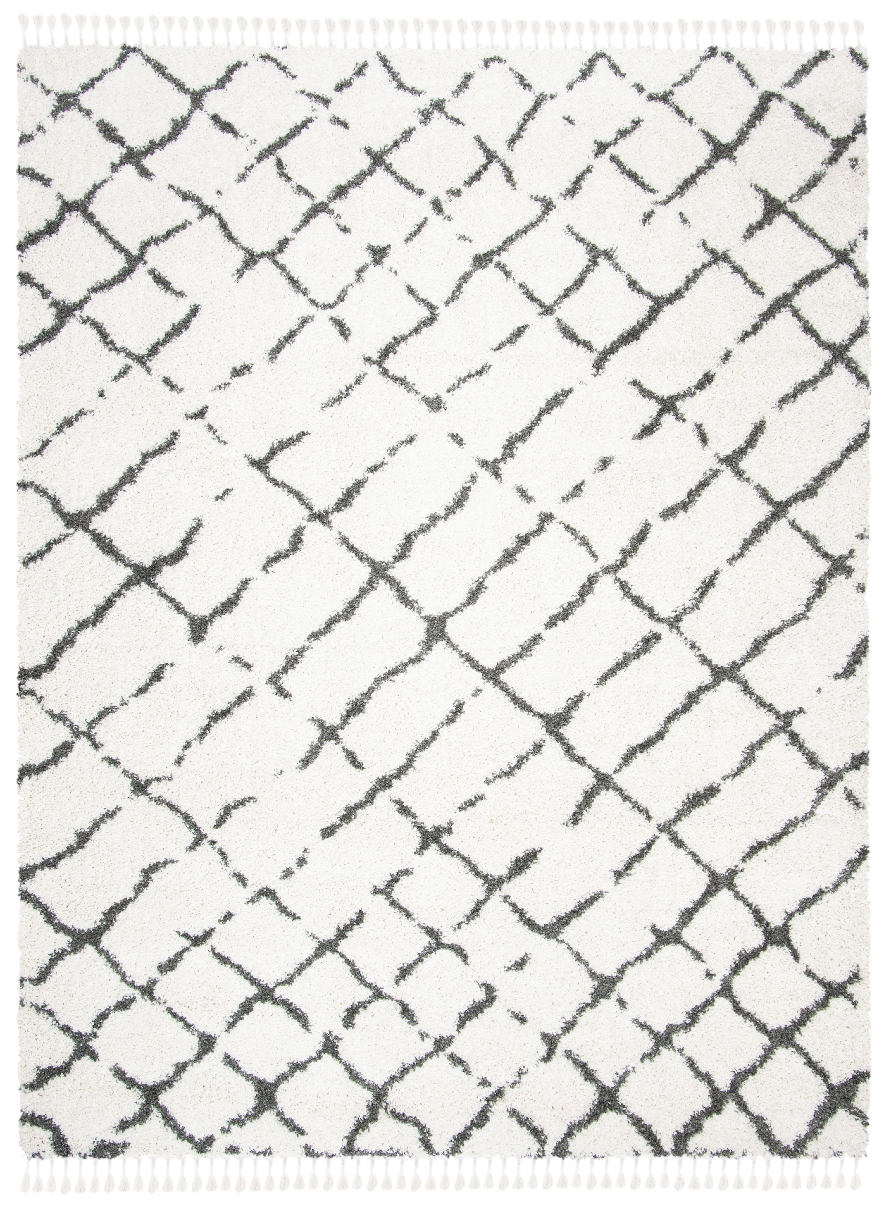 Ivory Shag Synthetic 9' x 12' Easy-Care Area Rug