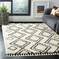 thumbnail image 1 of SAFAVIEH Moroccan Fringe Kaelea Geometric Shag Area Rug, Cream/Charcoal, 5'1" x 7'6", 1 of 6