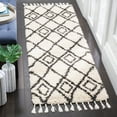thumbnail image 1 of SAFAVIEH Moroccan Fringe Kingston Geometric Shag Runner Rug, Cream/Charcoal, 2'3" x 5', 1 of 7