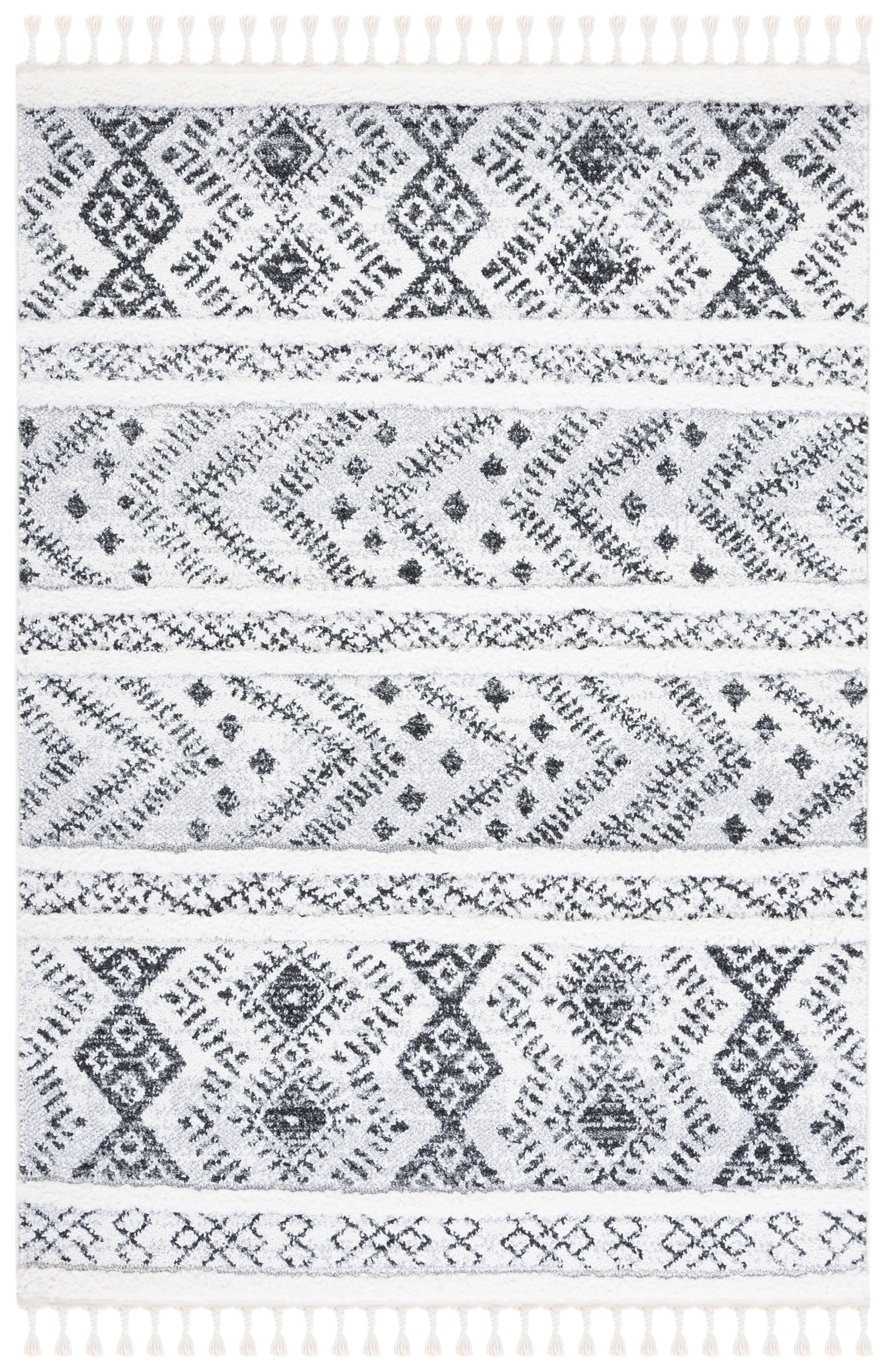 Gray Diamond Shag Round Braided Synthetic Rug