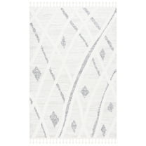 SAFAVIEH Moroccan Tassel Daisy Geometric Shag Area Rug, Beige/Grey, 8' x 10'