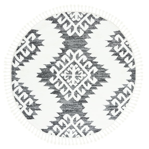 SAFAVIEH Moroccan Tassel Desmond Southwestern Shag Area Rug, Dark Grey/Ivory, 8' x 10'