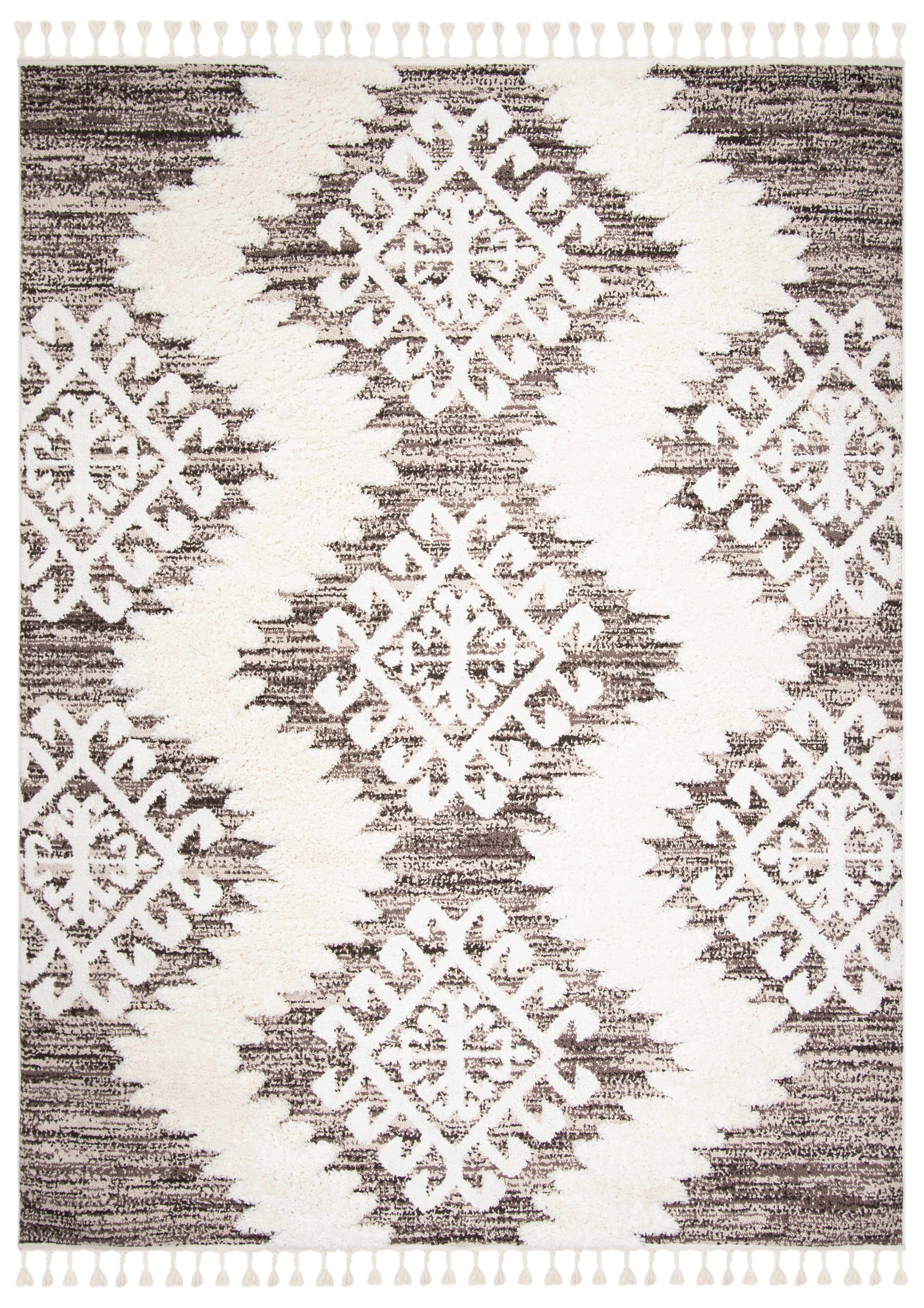 Ivory Diamond Braided Shag Rug 10' x 14' - Easy Care Synthetic