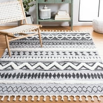SAFAVIEH Moroccan Tassel Ekaterina Southwestern Shag Area Rug, Grey/Black, 8' x 10'