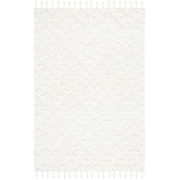SAFAVIEH Moroccan Tassel Larry Geometric Shag Area Rug, Ivory, 4' x 6'