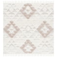 thumbnail image 1 of SAFAVIEH Moroccan Tassel Larry Geometric Shag Area Rug, Ivory/Beige, 4' x 4' Square, 1 of 14