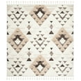 thumbnail image 1 of SAFAVIEH Moroccan Tassel Larry Geometric Shag Area Rug, Ivory/Brown, 4' x 4' Square, 1 of 7