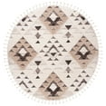 thumbnail image 1 of SAFAVIEH Moroccan Tassel Larry Geometric Shag Area Rug, Ivory/Brown, 6'7" x 6'7" Round, 1 of 7