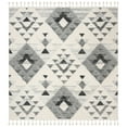 thumbnail image 1 of SAFAVIEH Moroccan Tassel Larry Geometric Shag Area Rug, Ivory/Grey, 10' x 10' Square, 1 of 7