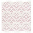 thumbnail image 1 of SAFAVIEH Moroccan Tassel Larry Geometric Shag Area Rug, Ivory/Pink, 6'7" x 6'7" Square, 1 of 8