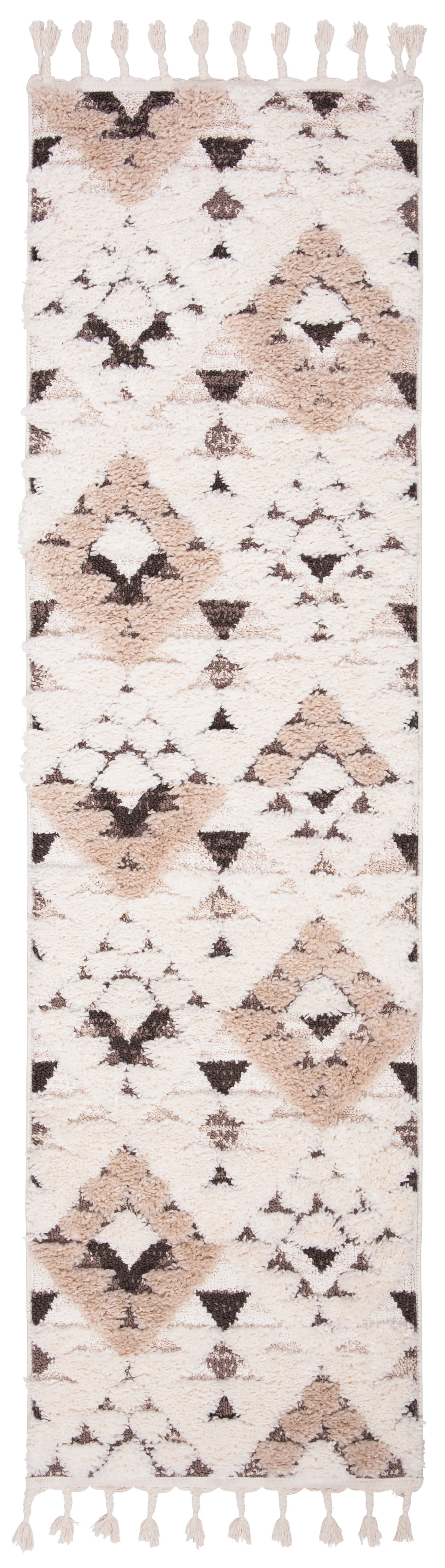 Ivory Diamond Braided Edge Shag Rug 27in x 19in