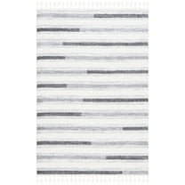 SAFAVIEH Moroccan Tassel Owen Striped Shag Area Rug, Ivory/Grey, 8' x 10'