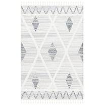 SAFAVIEH Moroccan Tassel Pemala Diamond Shag Area Rug, Beige/Grey, 8' x 10'