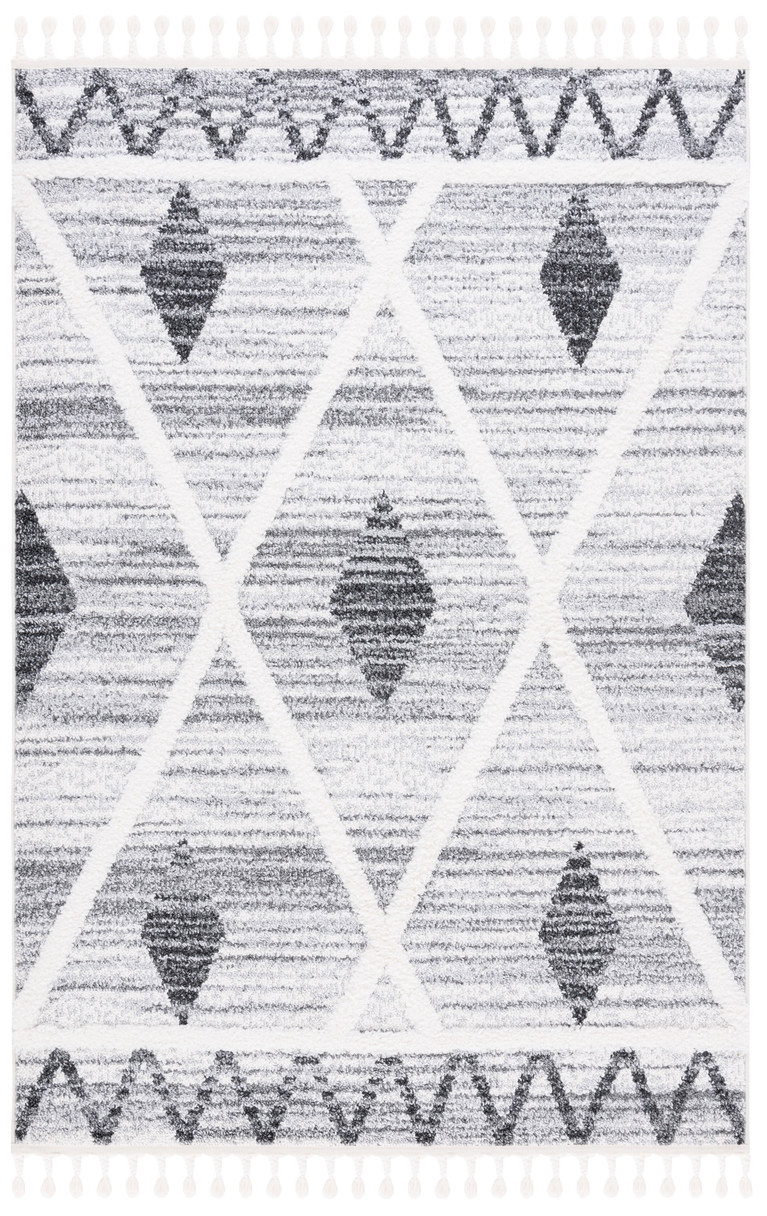 Gray Diamond Braided Shag Rectangular Area Rug