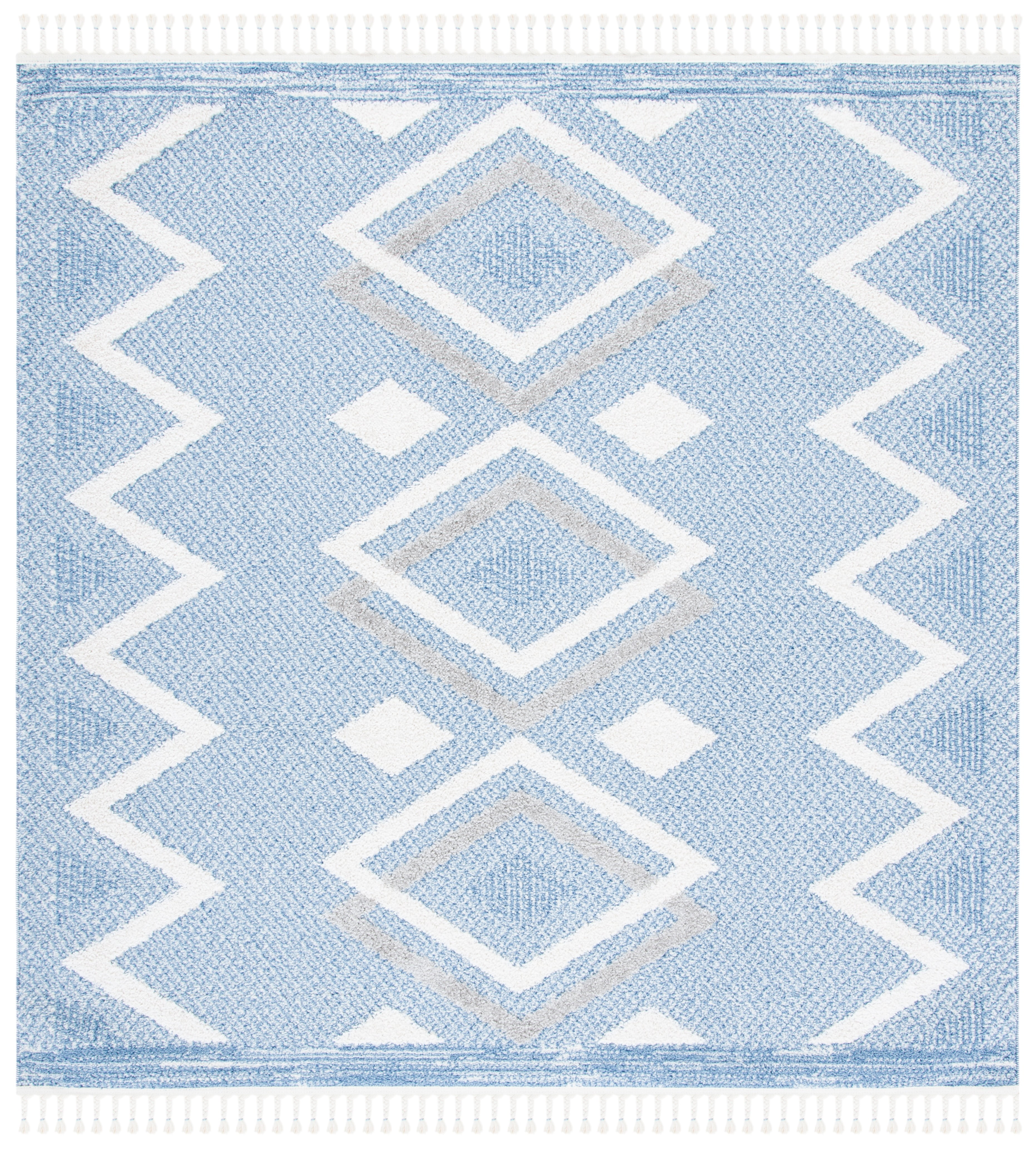 Ivory Diamond Braided Edge 79'' Square Shag Rug