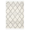 thumbnail image 1 of SAFAVIEH Moroccan Tassel Shag Comhgham Geometric Area Rug, Ivory/Light Grey, 5'3" x 7'6", 1 of 8
