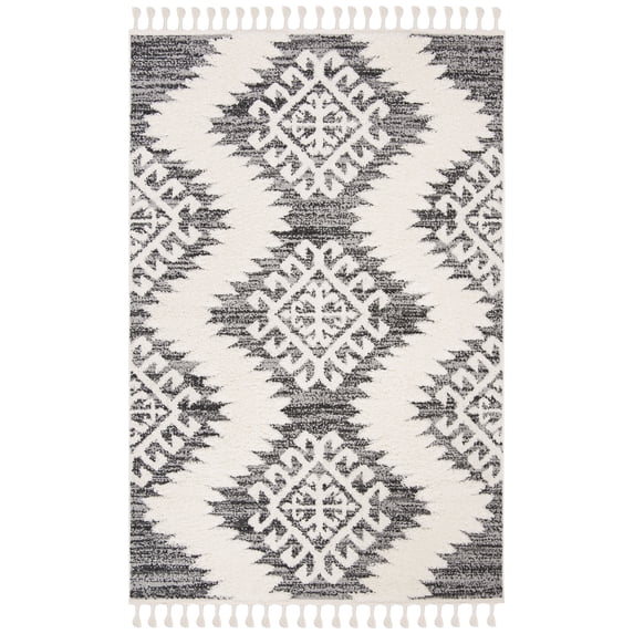 SAFAVIEH Moroccan Tassel Shag Desmond Area Rug, Ivory/Grey, 5'3" x 7'6"