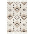 thumbnail image 1 of SAFAVIEH Moroccan Tassel Shag Larry Moroccan Geometric Area Rug, Ivory/Brown, 4' x 6', 1 of 7