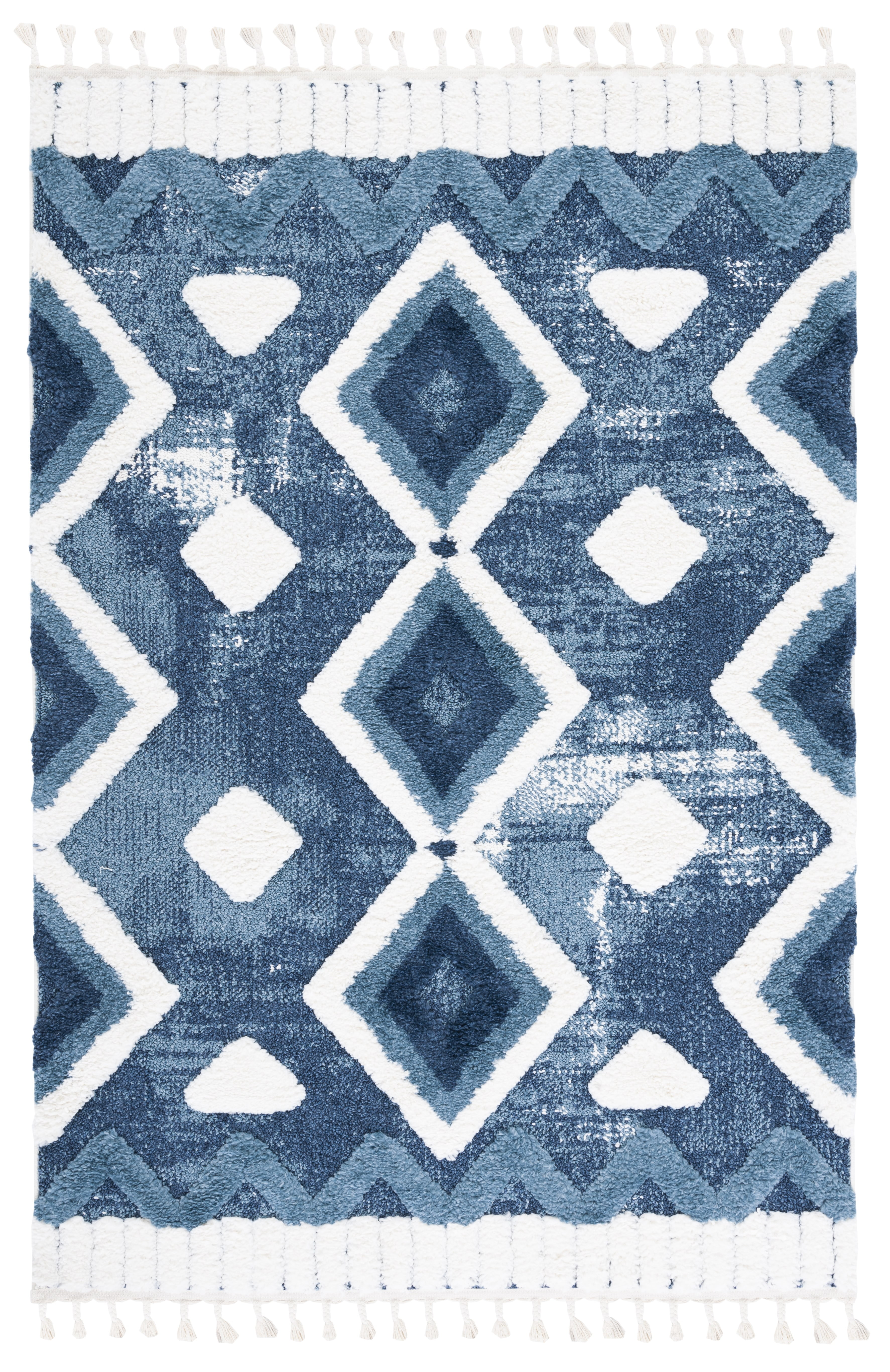 Ivory Diamond Braided Shag Rectangular 4' x 6' Rug