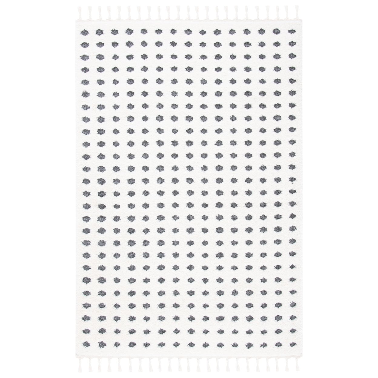 Ivory and Grey Diamond Shag 4' x 6' Synthetic Rug