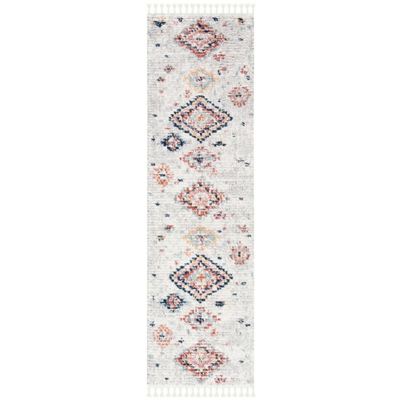 SAFAVIEH Morocco Audra Abstract Geometric Polyester Runner Rug, Cream/Multi, 2'2" x 8'