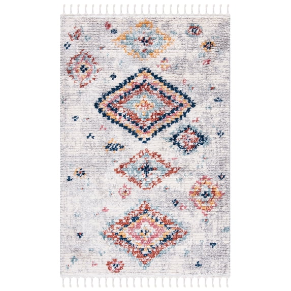 SAFAVIEH Morocco Audra Geometric Polyester Area Rug, Ivory/Multi, 3' x 5'