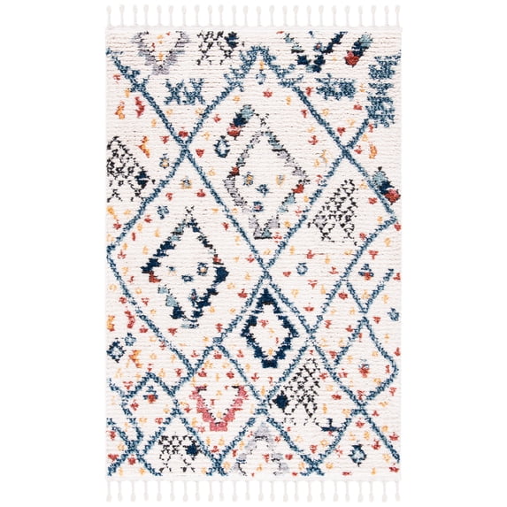 SAFAVIEH Morocco Ava Geometric Polyester Area Rug, Ivory/Multi, 2'6" x 4'