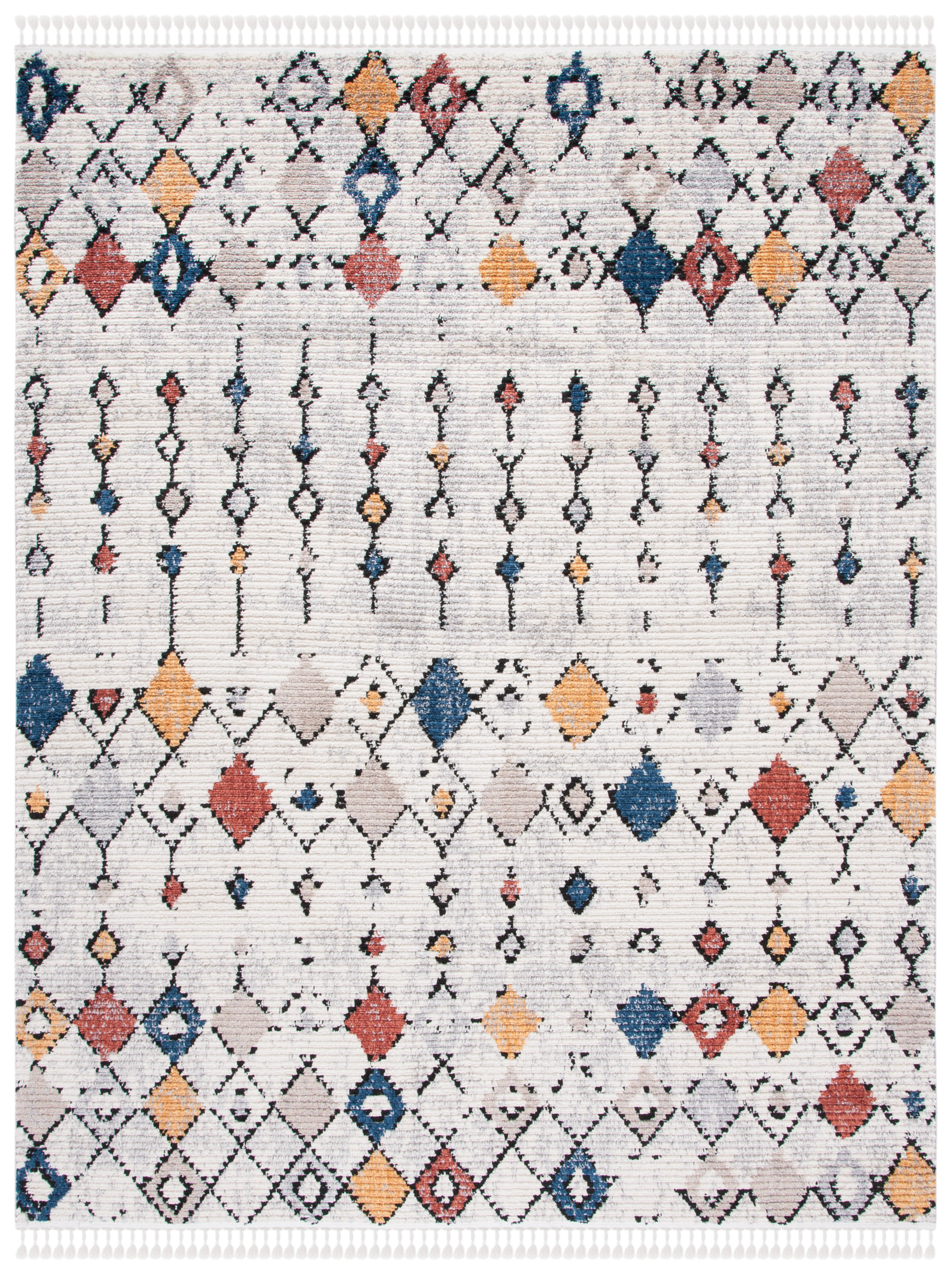 Bohemian Chic Gray Diamond Hand-Knotted 9' x 12' Area Rug