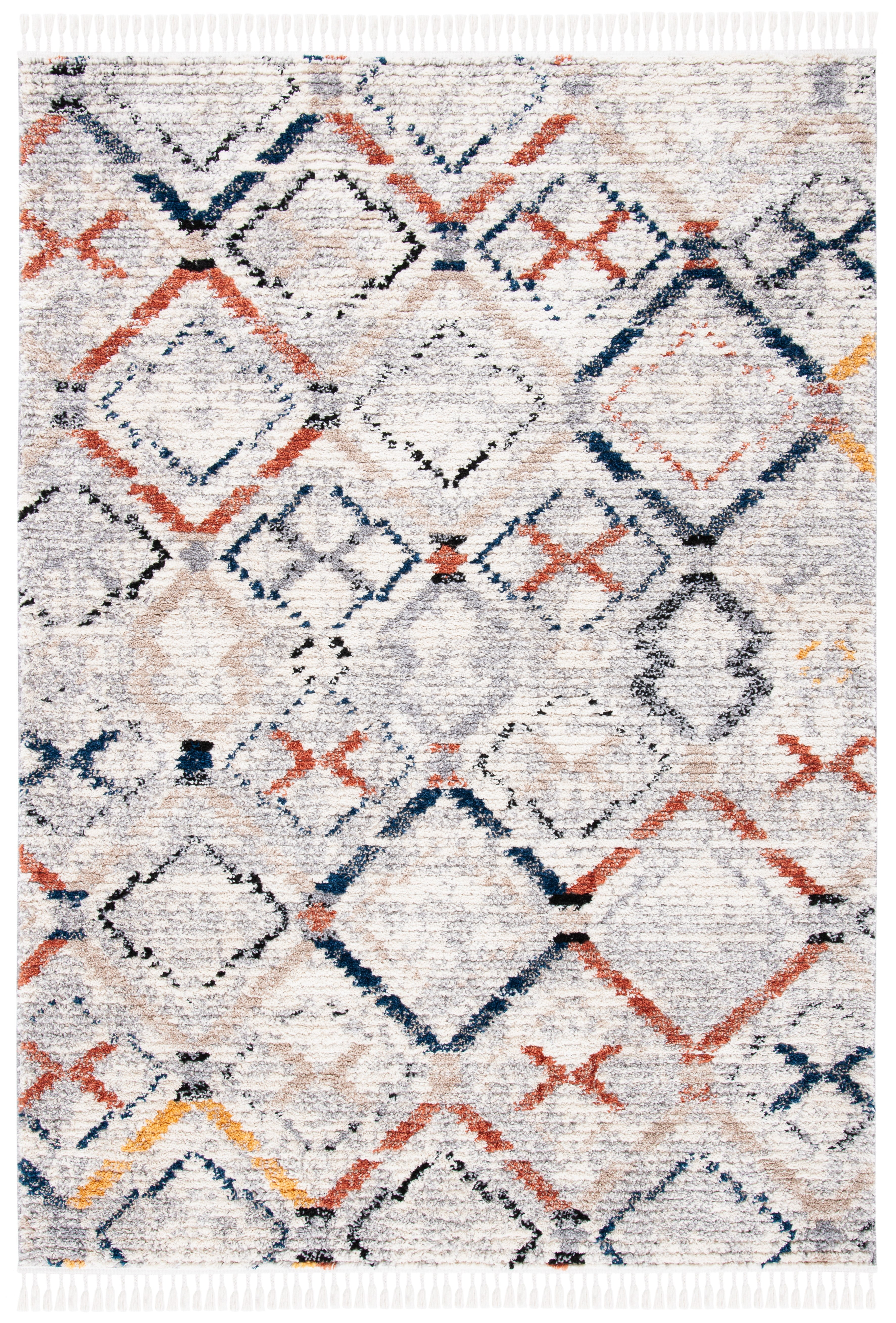 Gray and Multicolor Diamond Pattern Synthetic Area Rug