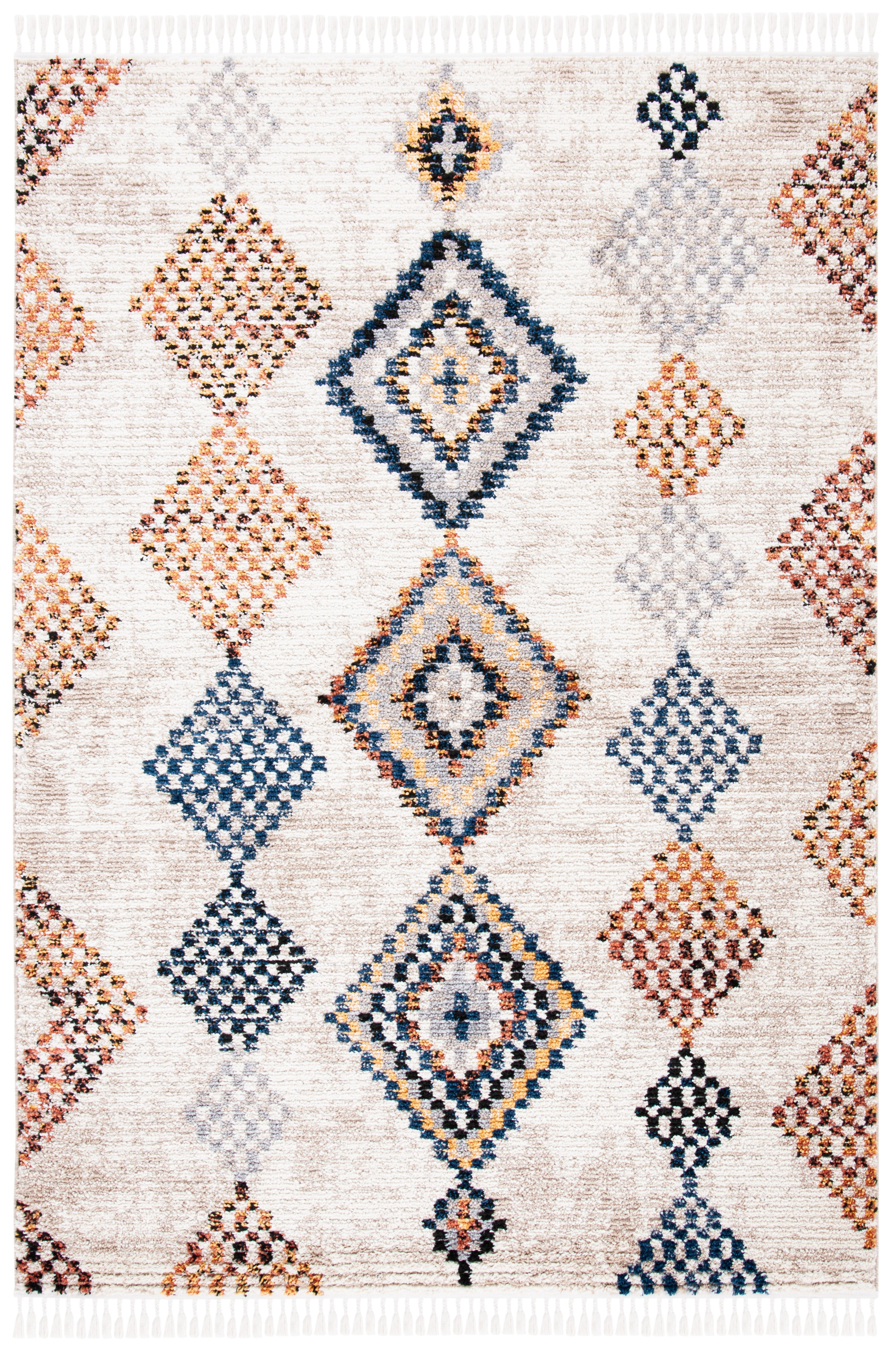 Bohemian Gray Diamond 47" Round Synthetic Easy-Care Rug