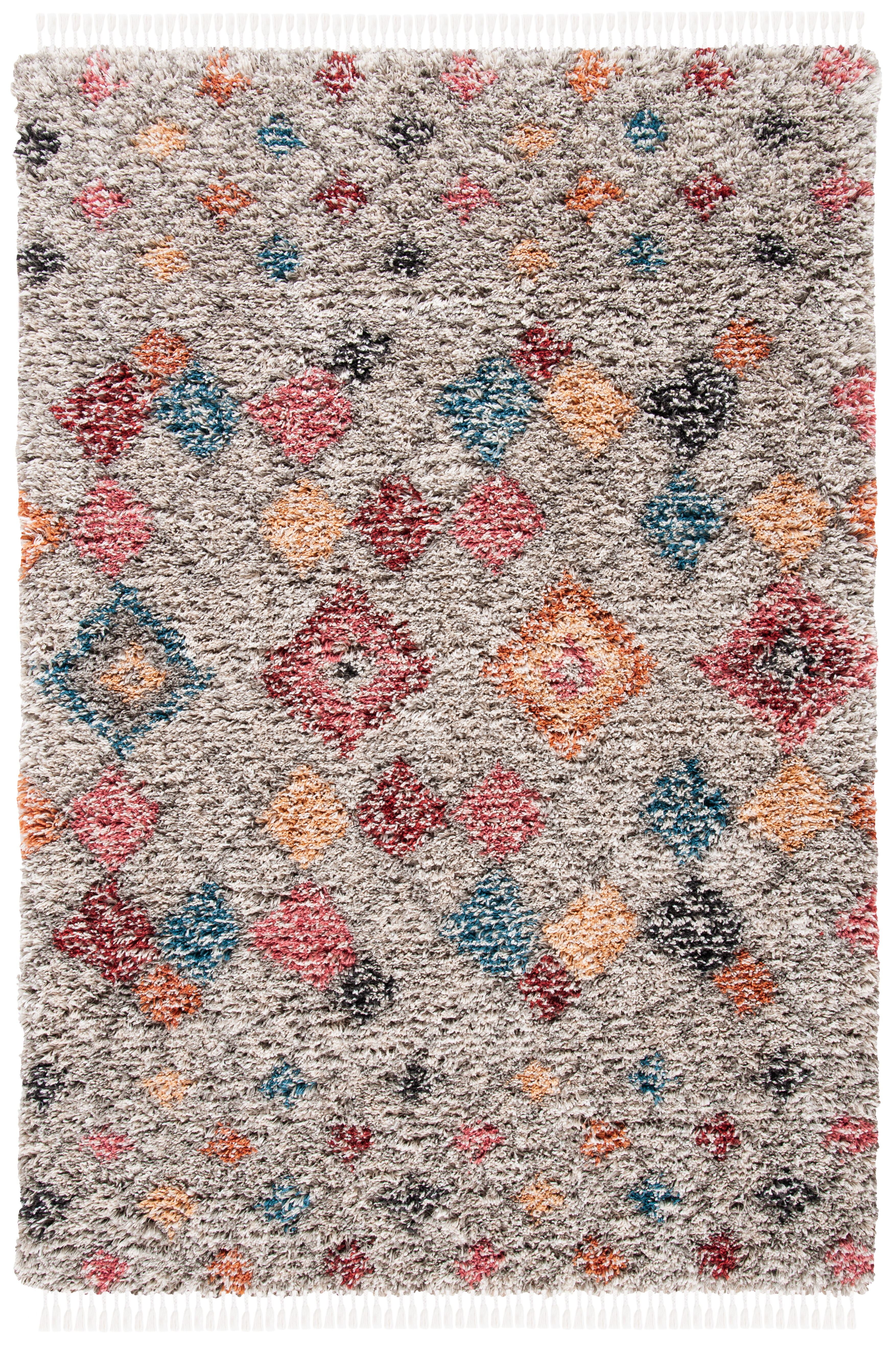 SAFAVIEH Morocco Dulcibella Geometric Area Rug, Grey/Multi, 4' x 6'