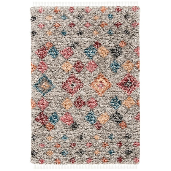 SAFAVIEH Morocco Dulcibella Geometric Area Rug, Grey/Multi, 5'3" x 7'6"
