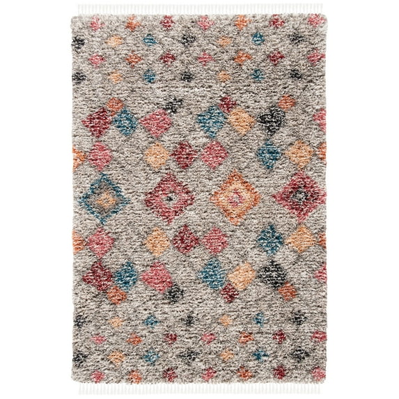 SAFAVIEH Morocco Dulcibella Geometric Area Rug, Grey/Multi, 9' x 12'