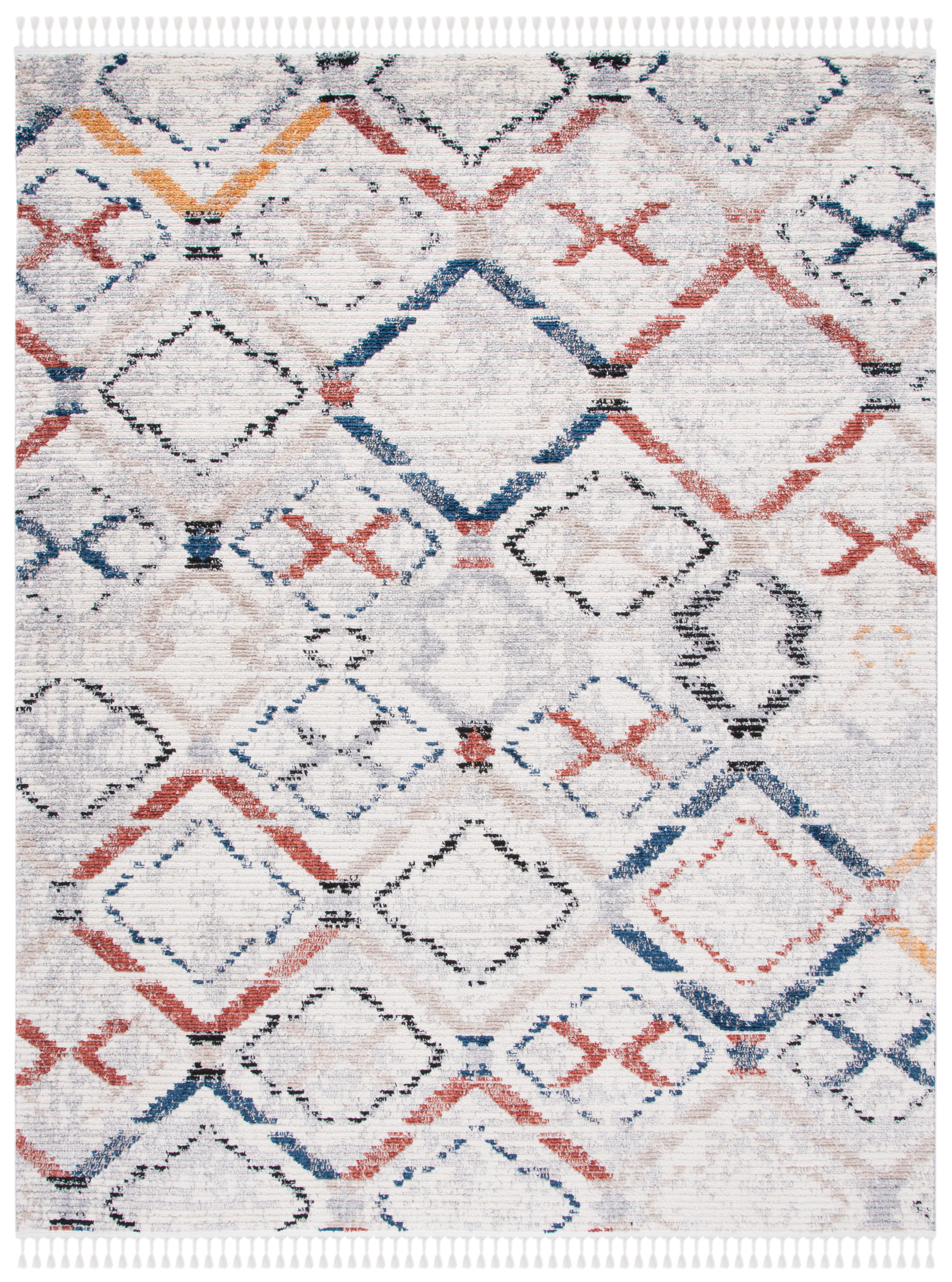 Bohemian Diamond Gray 9' x 12' Hand-Knotted Synthetic Area Rug
