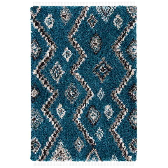 SAFAVIEH Morocco Juniper Geometric Area Rug, Blue/Gray, 5'3" x 7'6"