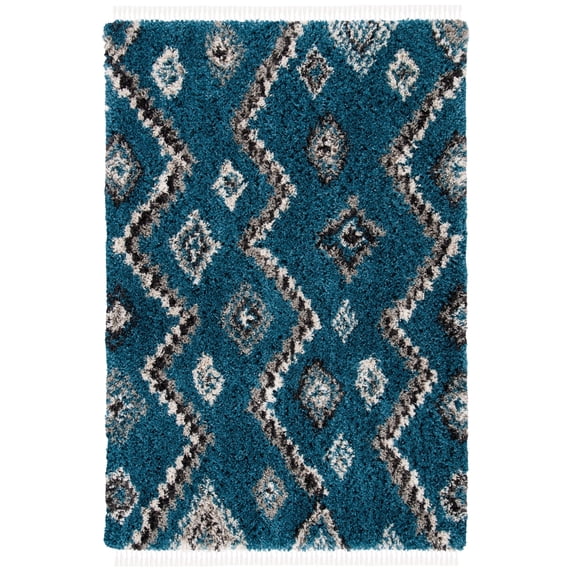 SAFAVIEH Morocco Juniper Geometric Area Rug, Blue/Gray, 8' x 10'