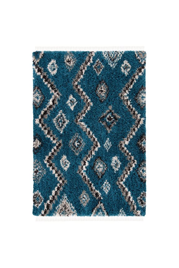 Morocco Juniper Geometric Area Rug, Blue/Gray, 9' x 12'