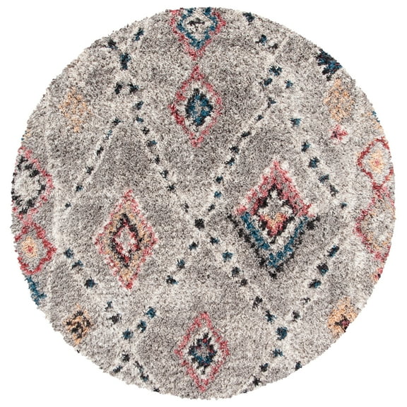 SAFAVIEH Morocco Leo Geometric Area Rug, Grey/Multi, 6'7" x 6'7" Round
