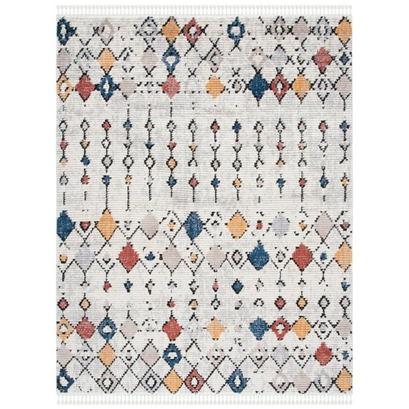 SAFAVIEH Morocco Tashi Geometric Polyester Area Rug, Grey/Gold, 9' x 12'